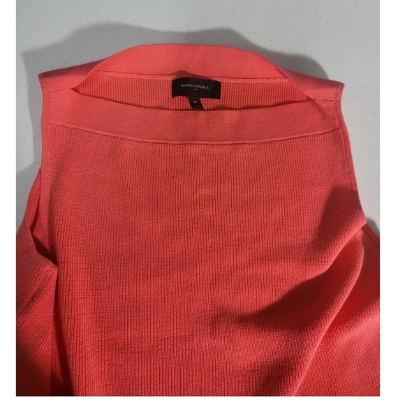 Banana Republic Coral Ribbed Knit Sleeveless Boat Neck Top Medium - Picture 6 of 6